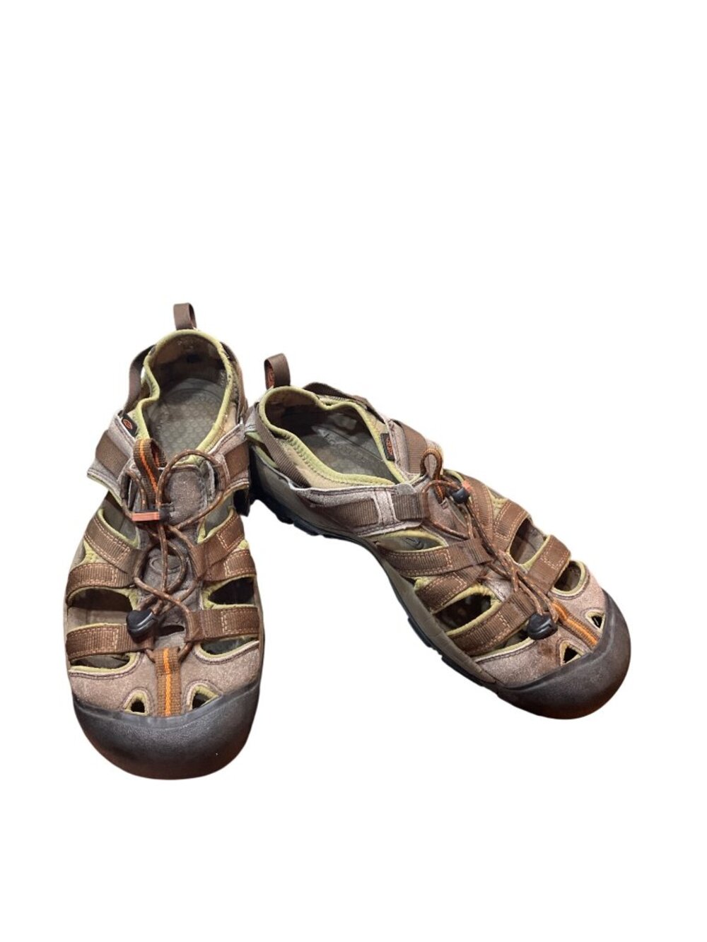 Keen mens brown orange leather anatomic hiking water sandals sz 11 SKU 10-318